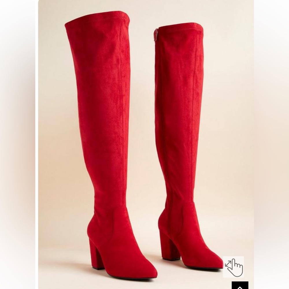 Torrid Over The Knee Pointed Toe Boot (WW) Red